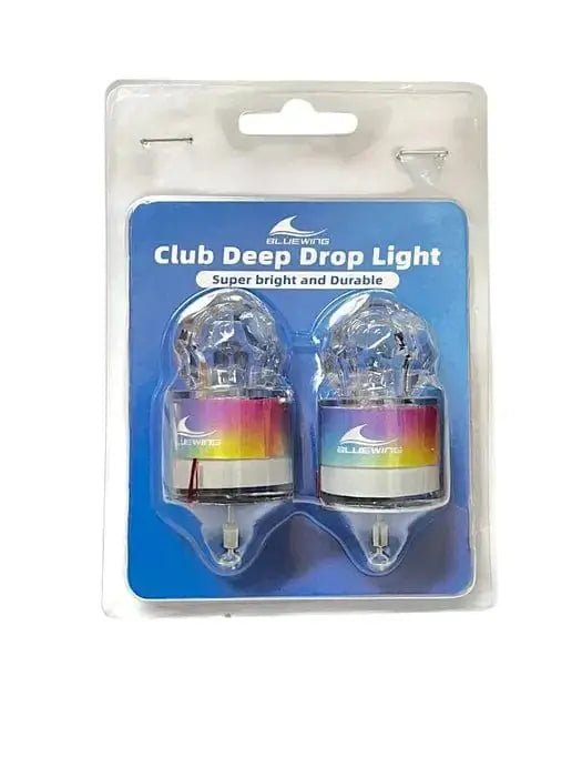 Bluewing Deepdrop Diamond Lights Twin Pack Disco in packaging, featuring super bright underwater fishing lights.