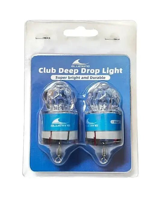 Bluewing Deepdrop Diamond Lights Twin Pack Blue in packaging for deep-sea fishing with ultra-bright LED technology.