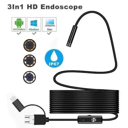 Borescope / Endoscope Camera - Android (Type C, Micro USB & Computer USB Ports) by 9eight5