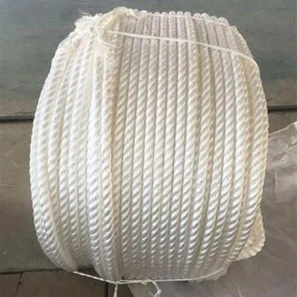 Anchor Rope Polyester 50m 100m Rope Packs 8mm to 12mm - Heavy-duty white polyester rope in a coiled pack.