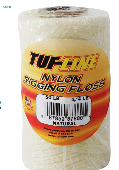 50lb Rigging Floss by TUF-Line, ideal for anglers and rigging bait securely.