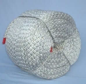 Japan 10mm 8 Plait Nylon Anchor Rope x Metre coiled in a round shape, showcasing its braided texture and durability.