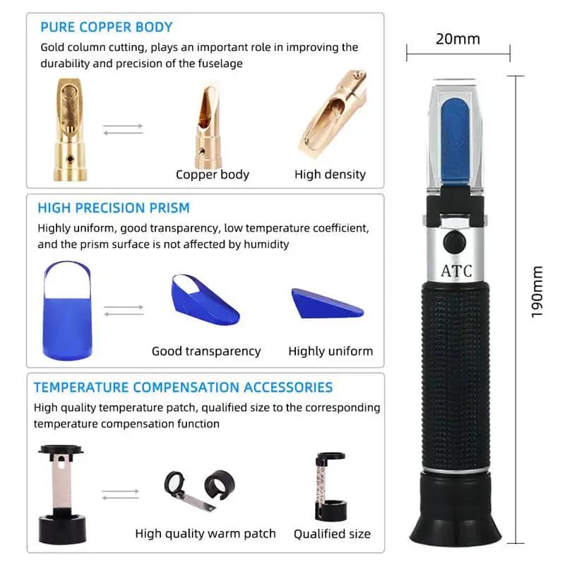 Refractometer - Sugar & Alcohol Dual Measure Refractometer (0-40% / Brix 0-25%) by 9eight5
