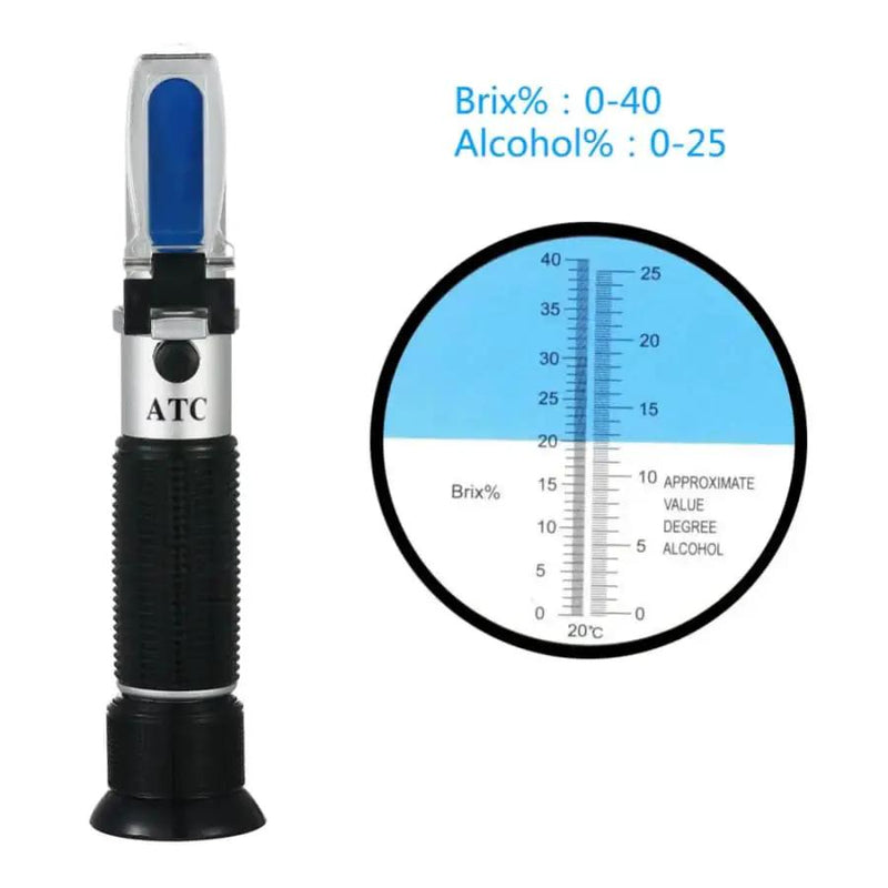 Refractometer - Sugar & Alcohol Dual Measure Refractometer (0-40% / Brix 0-25%) by 9eight5