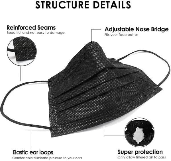 Black Masks 150pcs by BroDeals