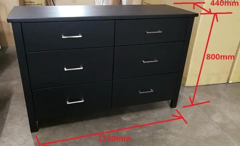 Tina 6 Drawer Lowboy Black by BroDeals