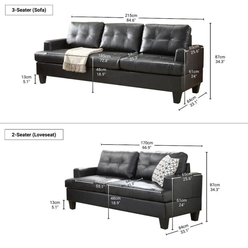 BroDeals 2 Seater Sofa Knollwood 2 Seater Faux Leather Sofa - Black Knollwood 2 Seater Faux Leather Sofa - Black