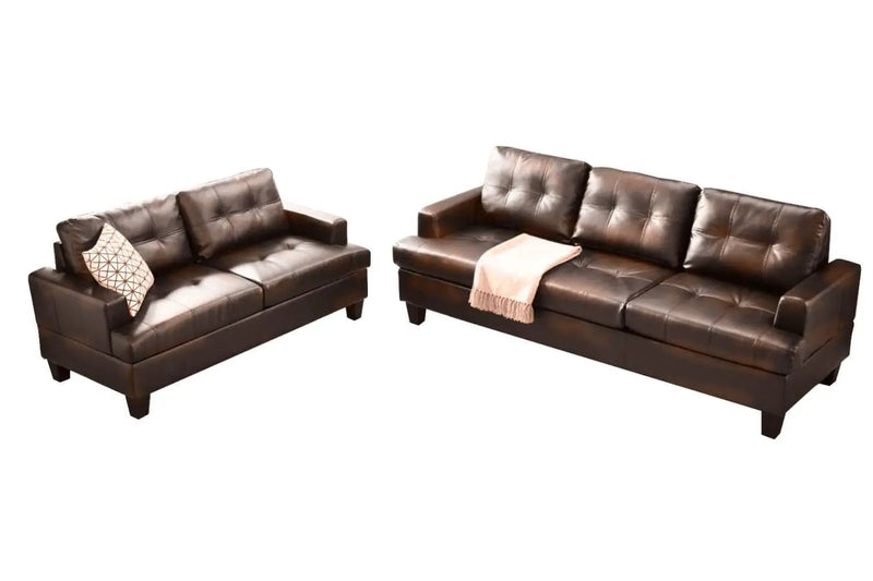 BroDeals 2 Seater Sofa Knollwood 3+2 Seater Faux Leather Sofa - Brown Knollwood 3+2 Seater Faux Leather Sofa - Brown
