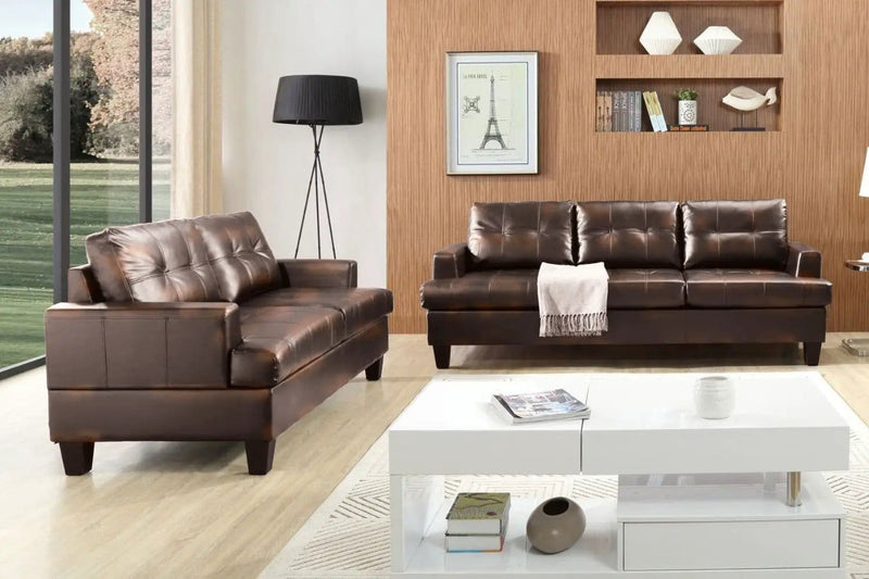 BroDeals 2 Seater Sofa Knollwood 3+2 Seater Faux Leather Sofa - Brown Knollwood 3+2 Seater Faux Leather Sofa - Brown