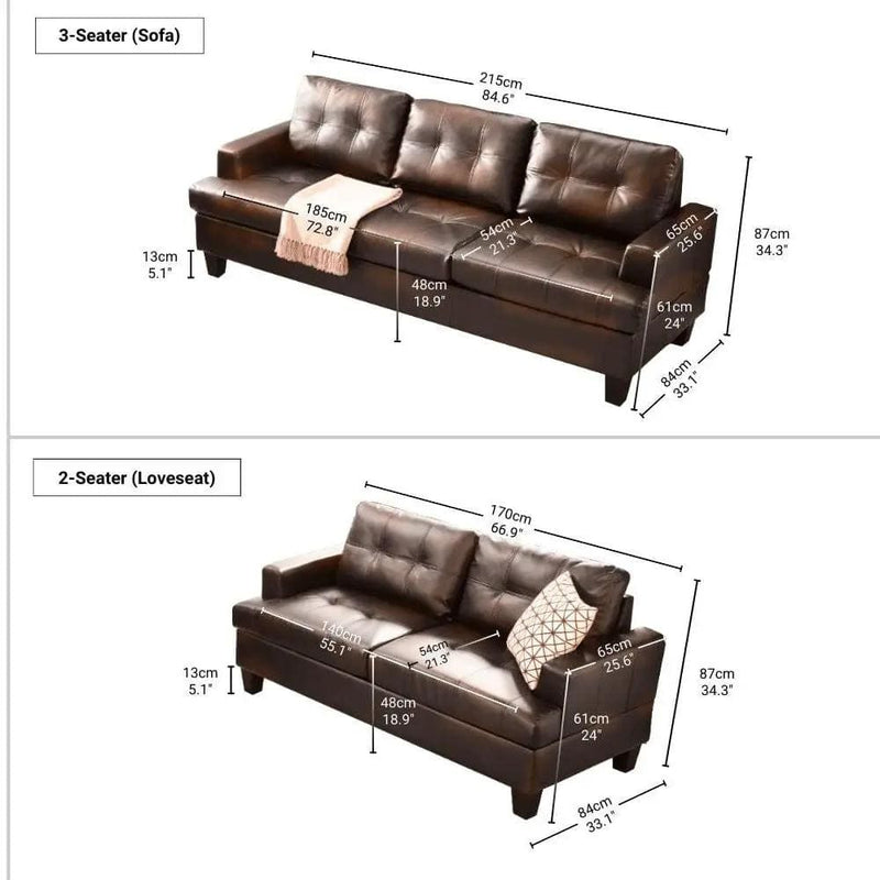 BroDeals 3 seater Sofa Knollwood 3 Seater Faux Leather Sofa - Brown Knollwood 3 Seater Faux Leather Sofa - Brown