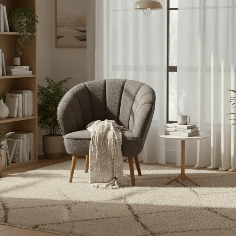 BroDeals Arm chair Gemma Boucle Casual Armchair - Coffee Gemma Boucle Casual Armchair - Coffee