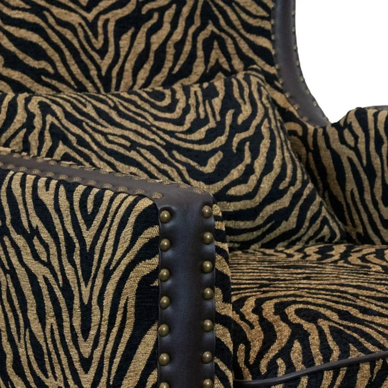 BroDeals Arm Chairs, Recliners & Sleeper Chairs Occasional Arm Chair with Ottoman - Zebra Print Occasional Arm Chair with Ottoman - Zebra Print