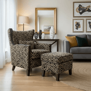 BroDeals Arm Chairs, Recliners & Sleeper Chairs Occasional Arm Chair with Ottoman - Zebra Print Occasional Arm Chair with Ottoman - Zebra Print