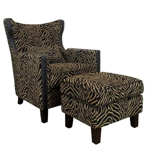 BroDeals Arm Chairs, Recliners & Sleeper Chairs Occasional Arm Chair with Ottoman - Zebra Print Occasional Arm Chair with Ottoman - Zebra Print