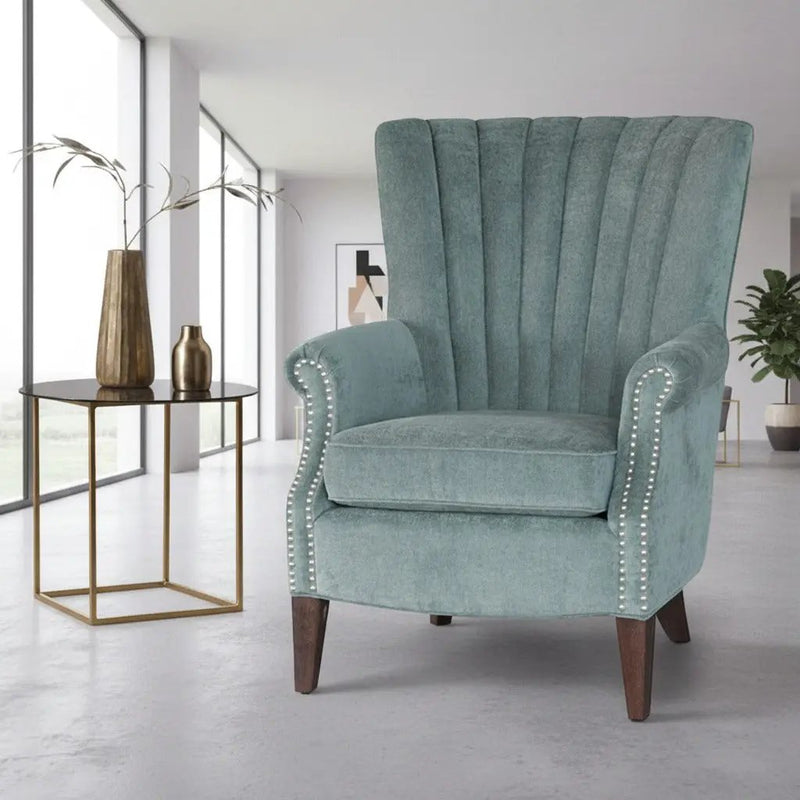 Wingback Tufted Armchair - Teal Blue by BroDeals