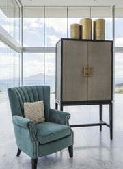 Wingback Tufted Armchair - Teal Blue by BroDeals