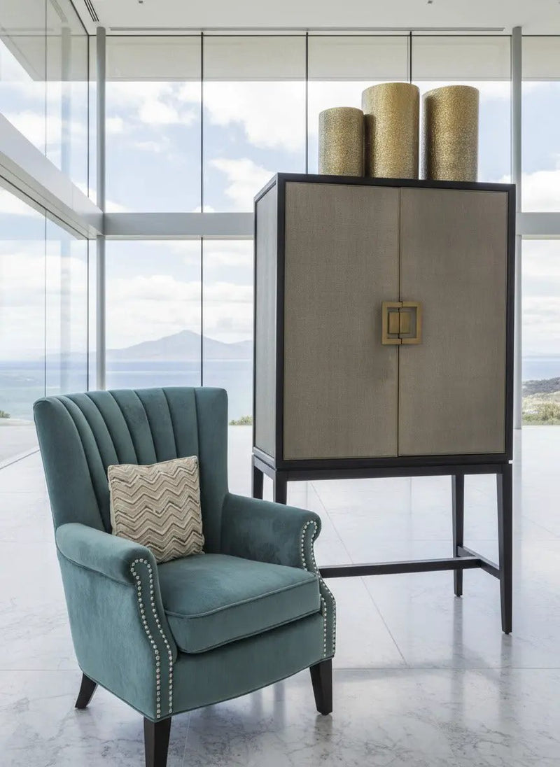 Wingback Tufted Armchair - Teal Blue by BroDeals