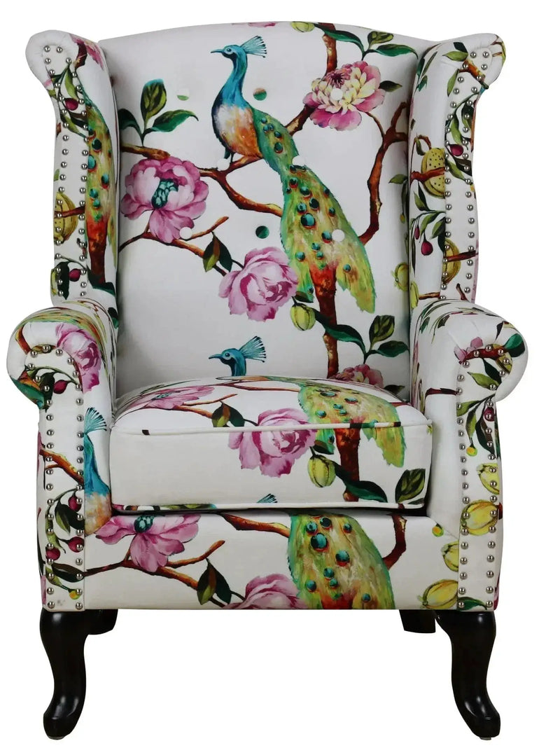 BroDeals Armchair Peacock Wingback Chair Peacock Wingback Chair