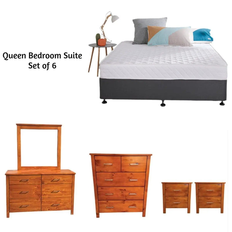 BroDeals Bedroom Suite Tina bedroom Suite Honey - Set of 6 Tina bedroom Suite Honey - Set of 6