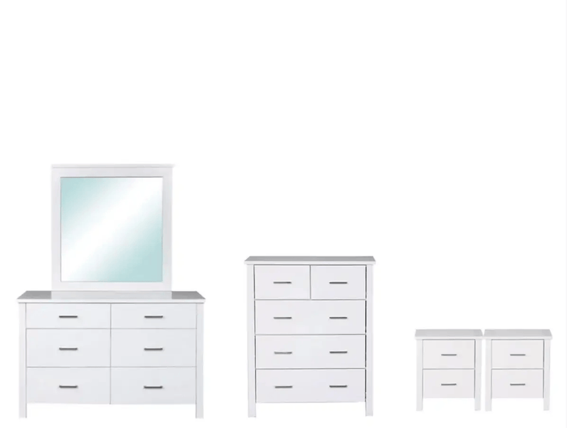 BroDeals Bedroom Suite Tina bedroom Suite White - Set of 6 Tina bedroom Suite White - Set of 6