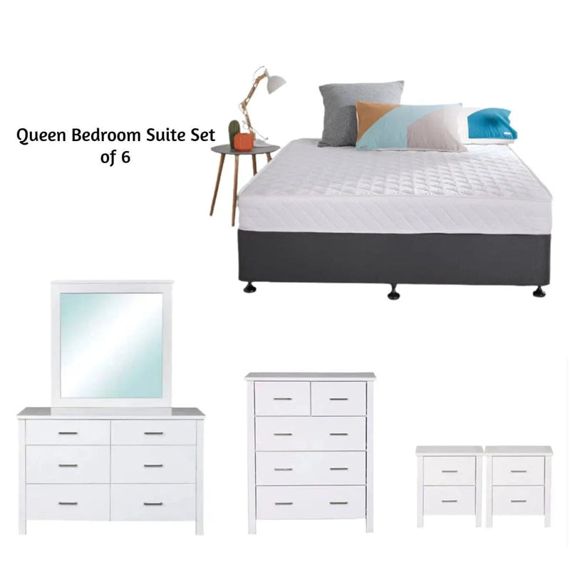 BroDeals Bedroom Suite Tina bedroom Suite White - Set of 6 Tina bedroom Suite White - Set of 6