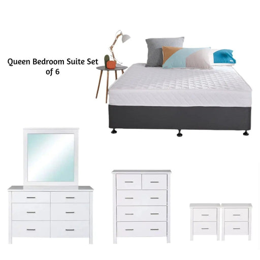 BroDeals Bedroom Suite Tina bedroom Suite White - Set of 6 Tina bedroom Suite White - Set of 6