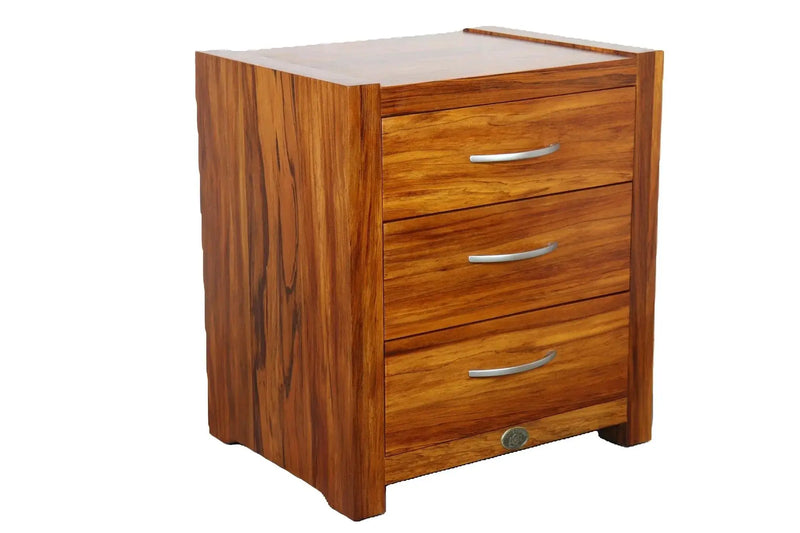 BroDeals Bedside Table Wanaka Rimu Bedside Cabinet - 3 Drawers Wanaka Rimu Bedside Cabinet - 3 Drawers