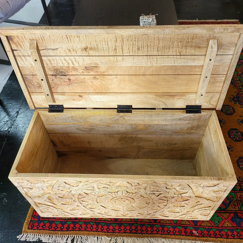 Hand Carved Wooden Trunk | Coffee Table by BroDeals