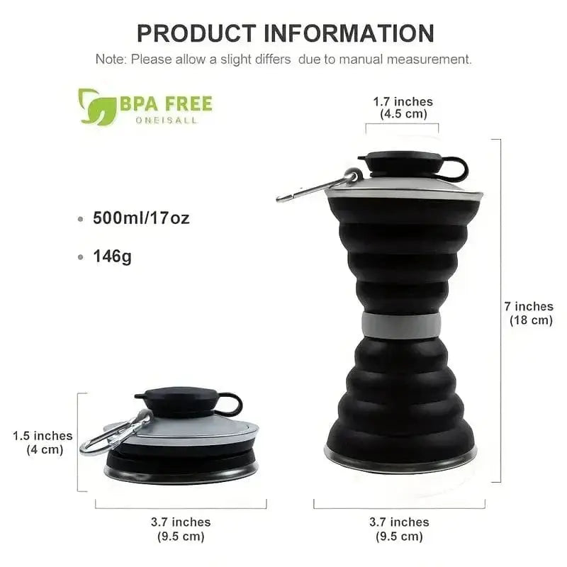 BroDeals Collapsible Water Bottle Collapsible Water Bottle - Black Collapsible Water Bottle - Black