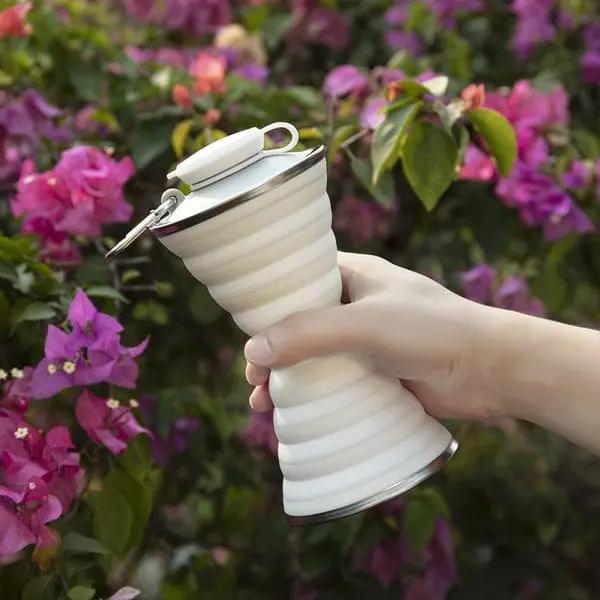 Collapsible Water Bottle - White by BroDeals