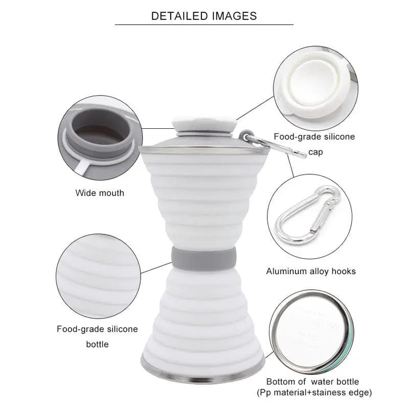 Collapsible Water Bottle - White by BroDeals