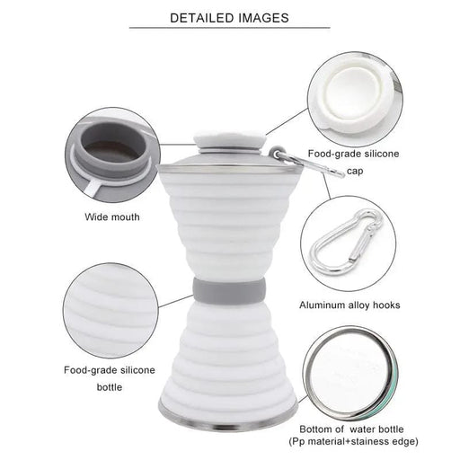 BroDeals Collapsible Water Bottle Collapsible Water Bottle - White Collapsible Water Bottle - White