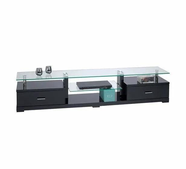 Ramon Glass Top TV Unit - Black by BroDeals