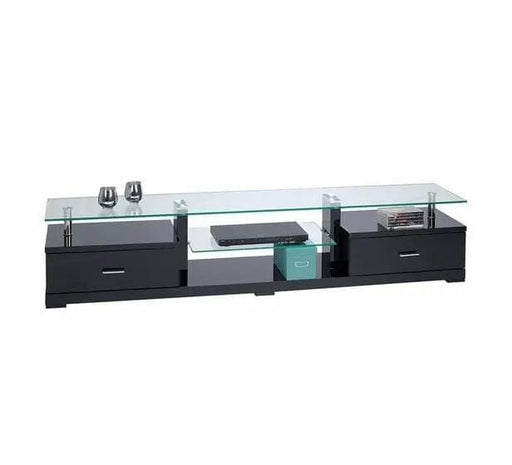 BroDeals Entertainment Centers & TV Stands Ramon Glass Top TV Unit - Black Ramon Glass Top TV Unit - Black