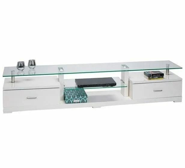 Ramon Glass Top TV Unit White by BroDeals