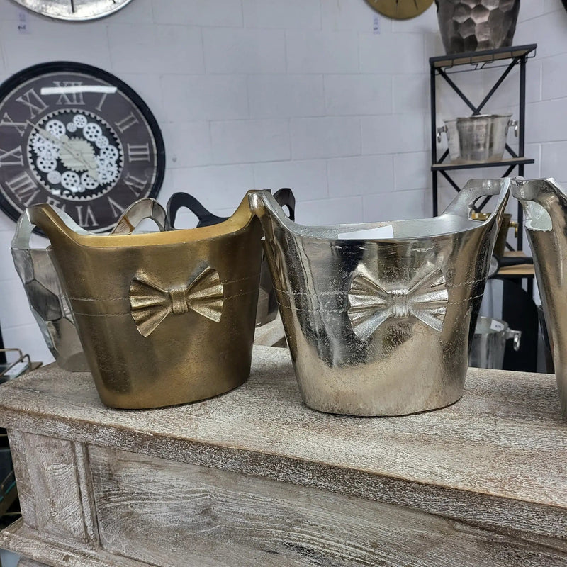 Champagne Bucket Silver Bow Oval by BroDeals