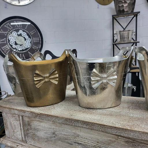 BroDeals Kitchen & Dining Champagne Bucket Silver Bow Oval Champagne Bucket Silver Bow Oval