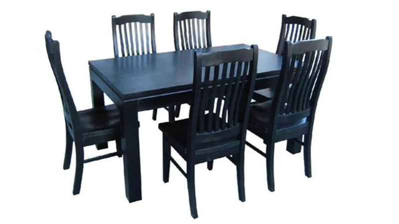 Pine Dining Suite 7Pcs - Black by BroDeals