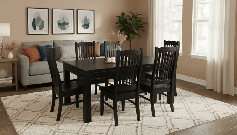 Pine Dining Suite 7Pcs - Black by BroDeals