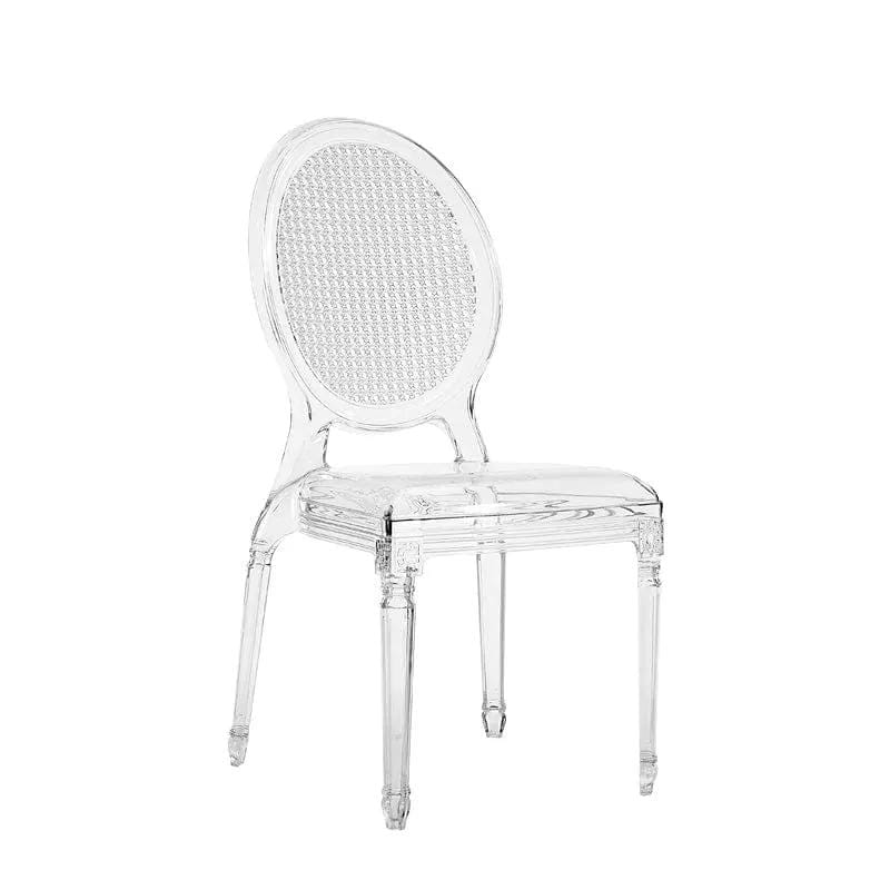 BroDeals Kitchen & Dining Room Chairs Clear Balloon Back Dining Chair Indoor/Outdoor Clear Balloon Back Dining Chair Indoor/Outdoor