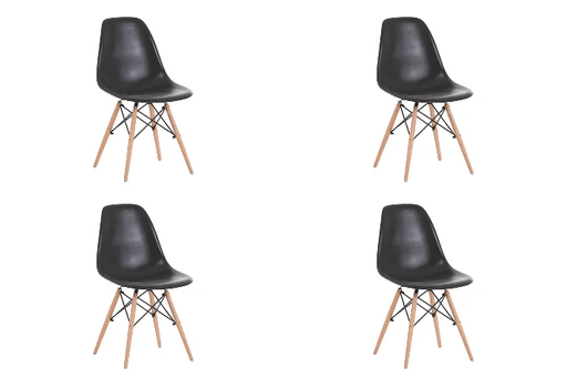 BroDeals Kitchen & Dining Room Chairs Echo Chair Set of 4- Black Echo Chair Set of 4- Black