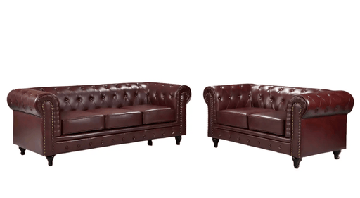 BroDeals Lounge Suite Boston Faux Leather Chesterfield Sofa Set - 3+2 Boston Faux Leather Chesterfield Sofa Set - 3+2