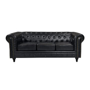 BroDeals Lounge Suite Boston Faux Leather Chesterfield Sofa Set - 3+2 - Black Boston Faux Leather Chesterfield Sofa Set - 3+2 - Black
