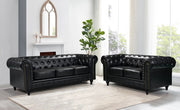 BroDeals Lounge Suite Boston Faux Leather Chesterfield Sofa Set - 3+2 - Black Boston Faux Leather Chesterfield Sofa Set - 3+2 - Black