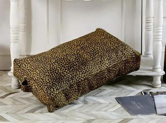 Leopard Leather Pouf | Ottoman by BroDeals