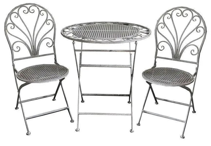 BroDeals Outdoor Outdoor Metal Foldable Café Set Outdoor Metal Foldable Café Set