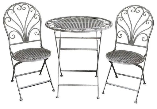 BroDeals Outdoor Outdoor Metal Foldable Café Set Outdoor Metal Foldable Café Set