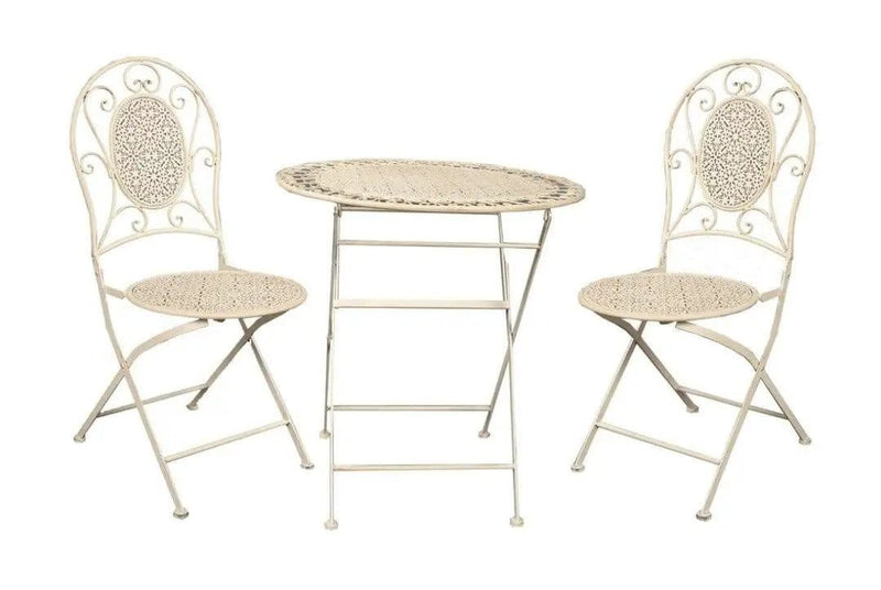 BroDeals Outdoor Outdoor Metal Foldable Café Set Outdoor Metal Foldable Café Set