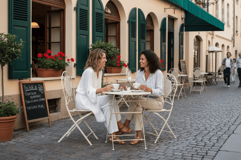 BroDeals Outdoor Outdoor Metal Foldable Café Set Outdoor Metal Foldable Café Set