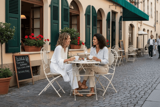 BroDeals Outdoor Outdoor Metal Foldable Café Set Outdoor Metal Foldable Café Set